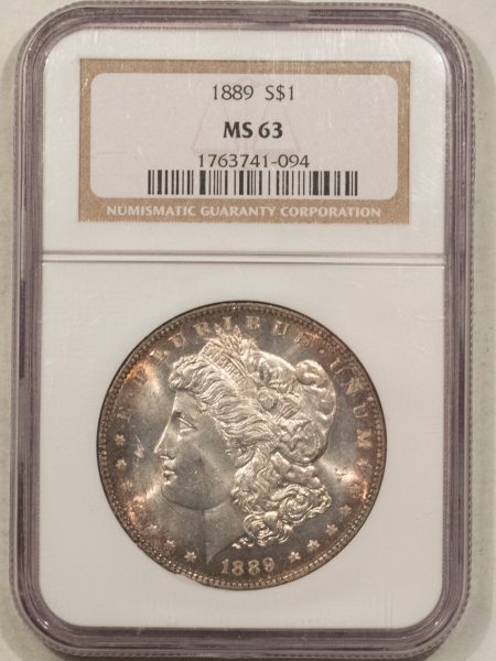 Morgan Dollars 1889 $1 MORGAN DOLLAR – NGC MS-63, LUSTROUS, PRETTY & SEMI-PROOFLIKE!