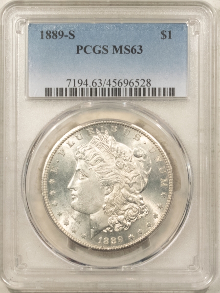 Morgan Dollars 1889-S $1 MORGAN DOLLAR – PCGS MS-63, FROSTY WHITE & PQ!