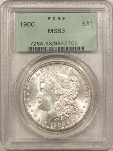 Morgan Dollars 1900 $1 MORGAN DOLLAR – PCGS MS-63, OLD GREEN HOLDER!