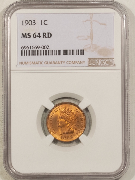 Indian 1903 INDIAN CENT – NGC MS-64 RD, FULL RED W/ GEM LOOK!