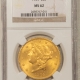 $20 1895 $20 LIBERTY GOLD DOUBLE EAGLE – PCGS MS-61, LOOKS CLOSE TO PROOFLIKE!