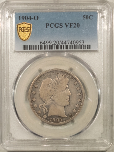 Barber Halves 1904-O BARBER HALF DOLLAR – PCGS VF-20, TOUGH!