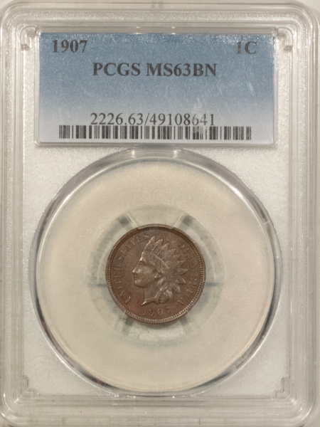 Indian 1907 INDIAN CENT – PCGS MS-63 BN, CHOICE!