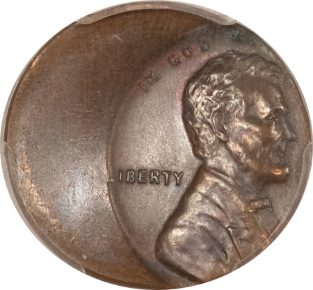 Lincoln Cents (Wheat) (1909-58) LINCOLN WHEAT CENT – PCGS MS-63 BN, MINT ERROR, STRUCK 40% OFF-CENTER