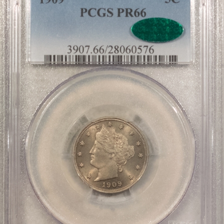 CAC Approved Coins 1909 PROOF LIBERTY NICKEL – PCGS PR-66, PREMIUM QUALITY, LOOKS SUPERB, GEM! CAC!