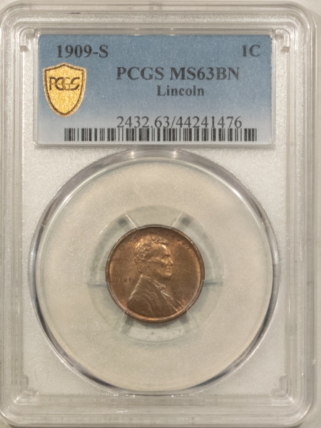 Lincoln Cents (Wheat) 1909-S LINCOLN CENT – PCGS MS-63 BN, CHOICE & SMOOTH!