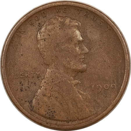 Lincoln Cents (Wheat) 1909-S VDB LINCOLN CENT – PLEASING CIRCULATED EXAMPLE W/SMALL OBV MARKS,NET FINE