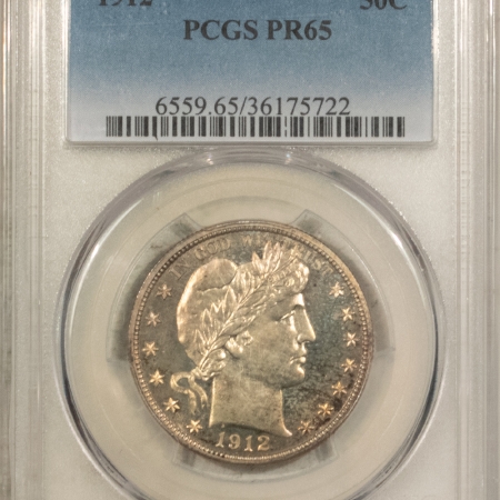 Barber Halves 1912 PROOF BARBER HALF DOLLAR – PCGS PR-65, GEM & ORIGINAL! NICE LOOK!