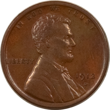 Lincoln Cents (Wheat) 1913-D LINCOLN CENT – HIGH GRADE, NEARLY UNCIRCULATED, LOOKS CHOICE!