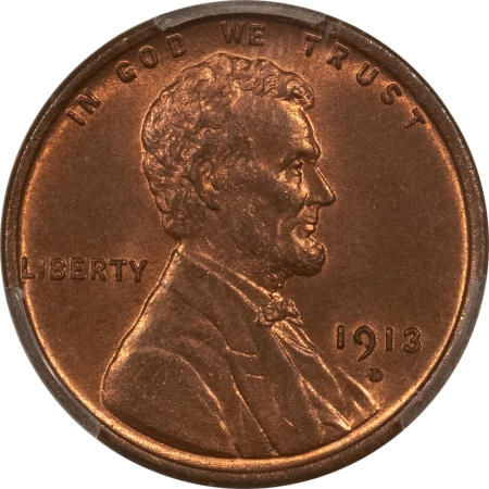 Lincoln Cents (Wheat) 1913-D LINCOLN CENT – PCGS MS-65 RB, TOUGH GEM!