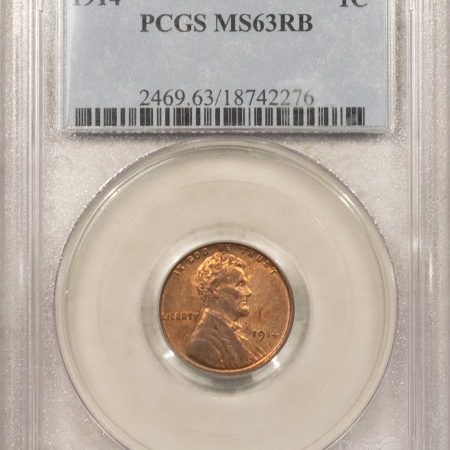 New Store Items 1914 LINCOLN CENT – PCGS MS-63 RB, CHOICE!