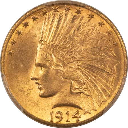 $10 1914-D $10 INDIAN GOLD EAGLE – PCGS MS-64, TOUGHER DATE! ORIGINAL, LUSTROUS!