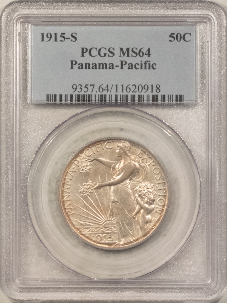 New Certified Coins 1915-S PAN-PAC COMMEMORATIVE HALF DOLLAR – PCGS MS-64, ORIGINAL LUSTER! GEM!