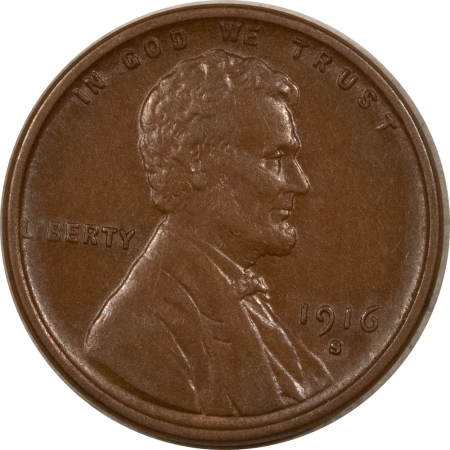 Lincoln Cents (Wheat) 1916-S LINCOLN CENT – HIGH GRADE, NEARLY UNCIRCULATED, LOOKS CHOICE!