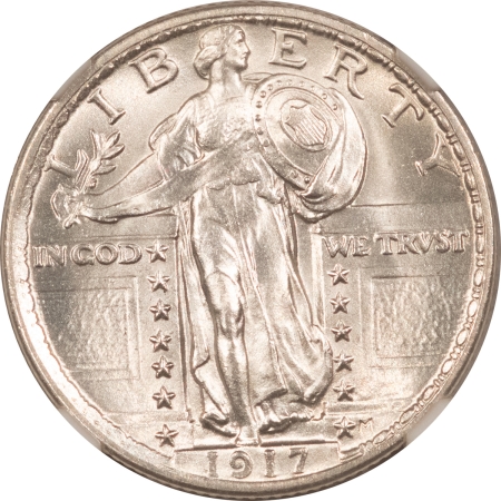 New Certified Coins 1917 TYPE 2 STANDING LIBERTY QUARTER – NGC MS-65 FH, 100% WHITE GEM!