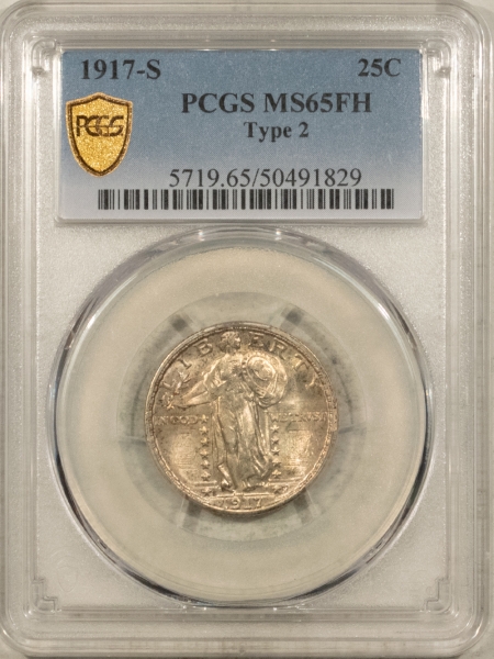 New Certified Coins 1917-S TYPE 2 STANDING LIBERTY QUARTER – PCGS MS-65 FH, FRESH ORIGINAL GEM!