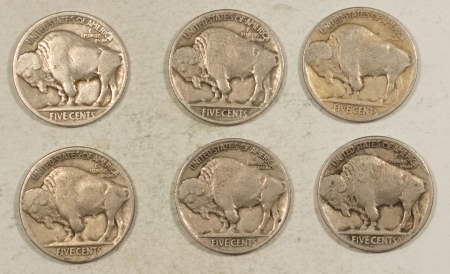 Buffalo Nickels 1919 1921 X2 1923 1926 1927-D BUFFALO NICKELS, LOT/6 – PLEASING CIRC EXAMPLES!