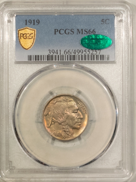 Buffalo Nickels 1919 BUFFALO NICKEL – PCGS MS-66, PREMIUM QUALITY! CAC APPROVED!