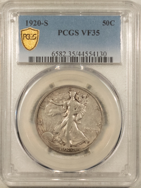 New Certified Coins 1920-S WALKING LIBERTY HALF DOLLAR – PCGS VF-35, LOVELY ORIGINAL