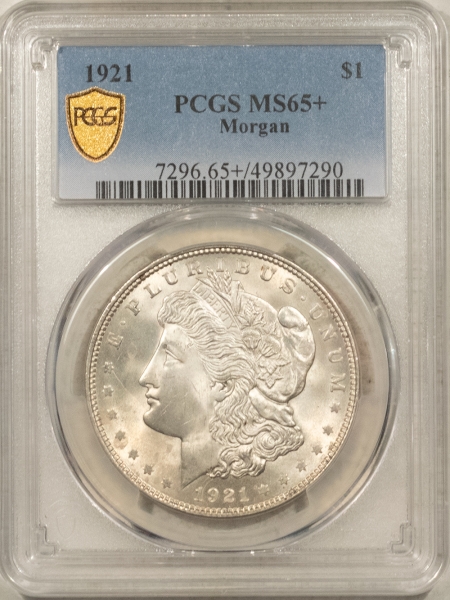 Morgan Dollars 1921 $1 MORGAN DOLLAR – PCGS MS-65+, BLAST WHITE & PREMIUM QUALITY!