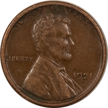 Lincoln Cents (Wheat) 1921-S LINCOLN CENT – HIGH GRADE EXAMPLE, MINOR REVERSE LAMINATION AS-MADE!