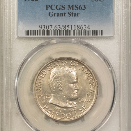 New Certified Coins 1922 GRANT STAR COMMEMORATIVE HALF DOLLAR – PCGS MS-63, LUSTROUS, KEY DATE!