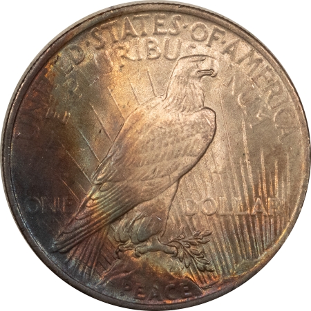 New Store Items 1923 PEACE DOLLAR – UNCIRCULATED, DEEP RAINBOW TONED REVERSE!