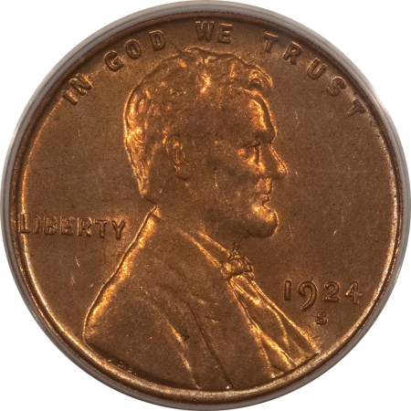 Lincoln Cents (Wheat) 1924-S LINCOLN CENT – PCGS MS-64 RD, OGH, TOUGH DATE!