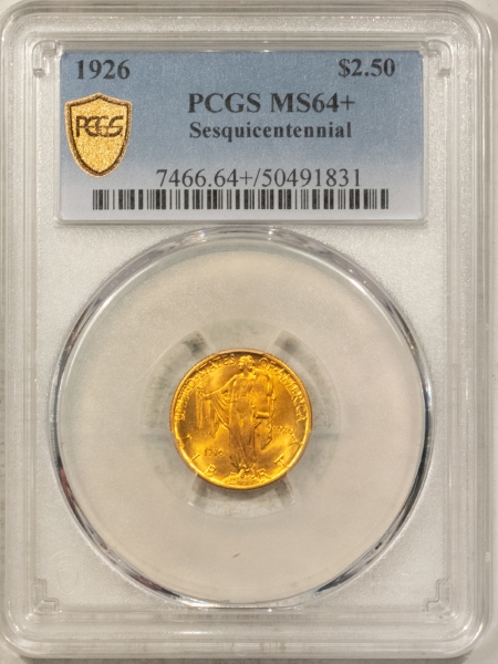 Gold 1926 $2.50 SESQUICENTENNIAL GOLD COMMEMORATIVE – PCGS MS-64+, PRETTY & PQ!