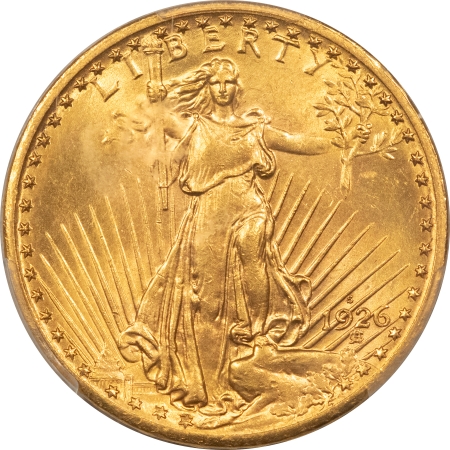 $20 1926-S $20 ST GAUDENS GOLD DOUBLE EAGLE – PCGS MS-63, CHOICE, KEY-DATE!