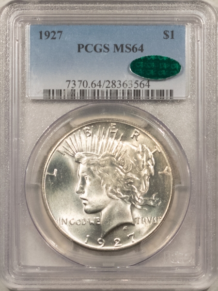 CAC Approved Coins 1927 $1 PEACE DOLLAR – PCGS MS-64, PREMIUM QUALITY & CAC APPROVED!