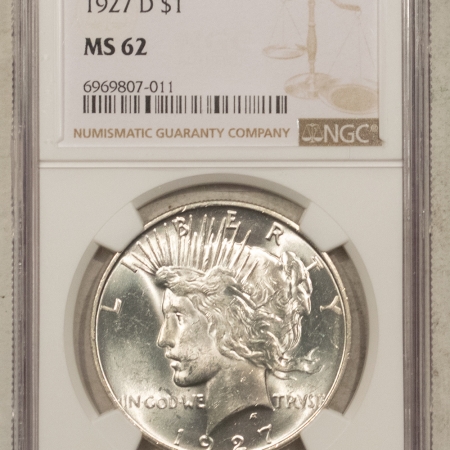 New Certified Coins 1927-D $1 PEACE DOLLAR – NGC MS-62, BLAST WHITE!