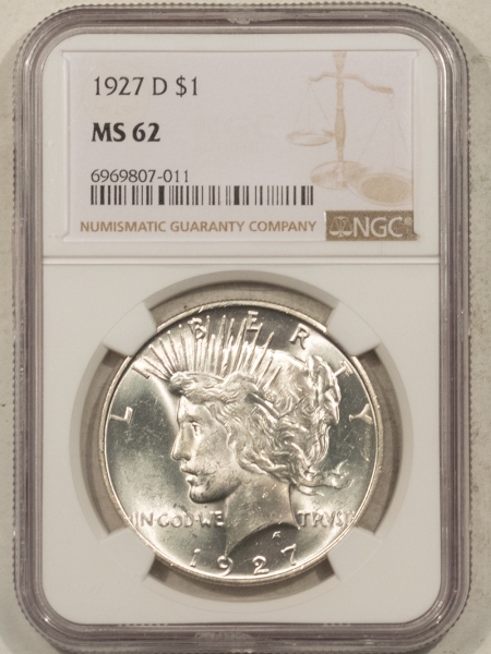 New Certified Coins 1927-D $1 PEACE DOLLAR – NGC MS-62, BLAST WHITE!