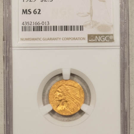 $2.50 1929 $2.50 INDIAN GOLD QUARTER EAGLE – NGC MS-62