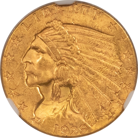 $2.50 1929 $2.50 INDIAN GOLD QUARTER EAGLE – NGC MS-62