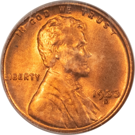 Lincoln Cents (Wheat) 1933-D LINCOLN CENT – PCGS MS-66 RD, PREMIUM QUALITY!