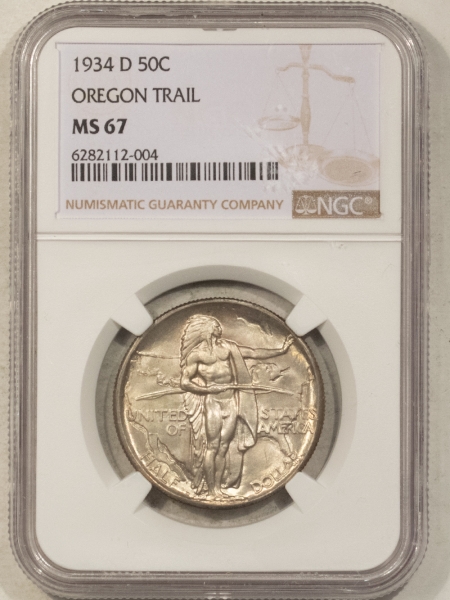 New Certified Coins 1934-D OREGON TRAIL COMMEMORATIVE HALF DOLLAR – NGC MS-67, SUPERB!