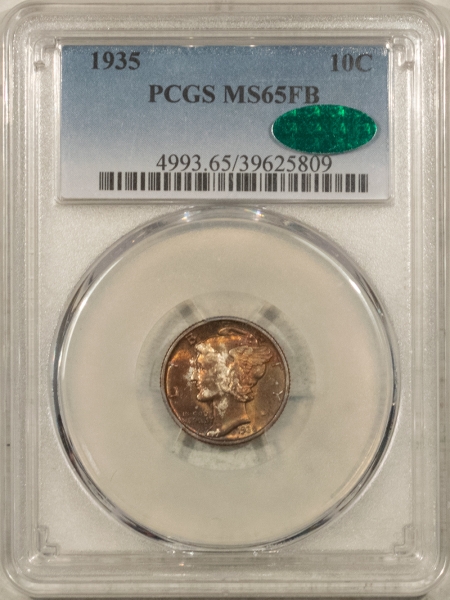 CAC Approved Coins 1935 MERCURY DIME – PCGS MS-65 FB, GORGEOUS! CAC APPROVED!