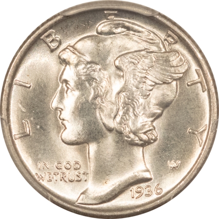 CAC Approved Coins 1936 MERCURY DIME PCGS MS-66 FB, ORIGINAL, WHITE, PREMIUM QUALITY, CAC APPROVED!