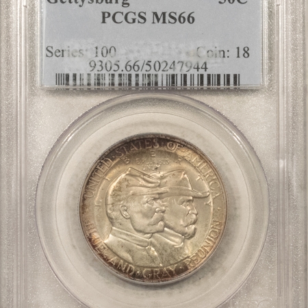 New Certified Coins 1936 GETTYSBURG COMMEMORATIVE HALF DOLLAR PCGS MS-66, ORIGINAL, PREMIUM QUALITY!