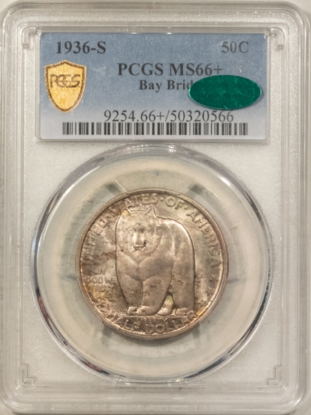 CAC Approved Coins 1936-S BAY BRIDGE COMMEMORATIVE HALF DOLLAR – PCGS MS-66+, PRETTY, PQ & CAC!