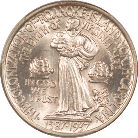 CAC Approved Coins 1937 ROANOKE COMMEM HALF DOLLAR – PCGS MS-65, BLAZING LUSTER, PQ+, CAC APPROVED!