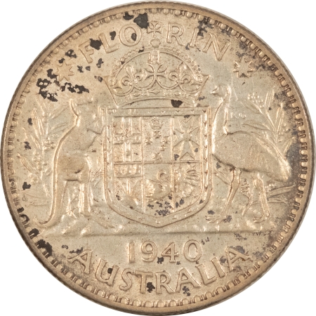 World Certified Coins 1940 AUSTRALIA SILVER ONE FLORIN, KM#40 – HIGH GRADE EXAMPLE BUT SPOTTED!