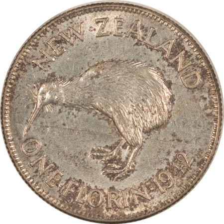 New Store Items 1942 NEW ZEALAND SILVER ONE FLORIN, KM#10.1 – HIGH GRADE EXAMPLE, LOW MINTAGE!