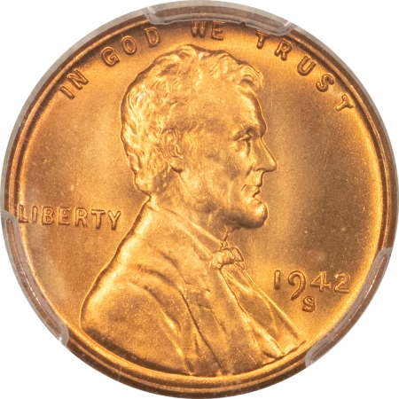 CAC Approved Coins 1942-S LINCOLN CENT – PCGS MS-67 RD, CAC APPROVED! PRISTINE!