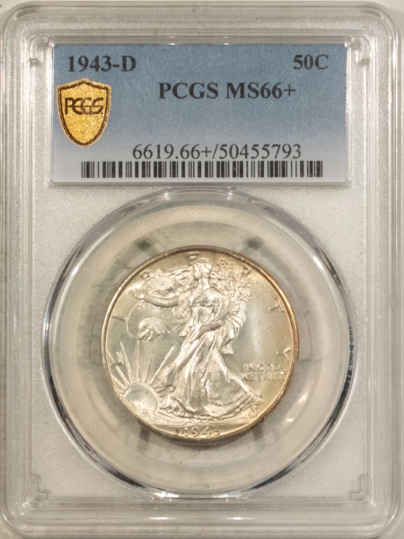 New Certified Coins 1943-D WALKING LIBERTY HALF DOLLAR – PCGS MS-66+, PREMIUM QUALITY++