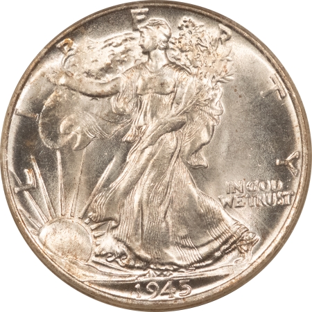 New Certified Coins 1945 WALKING LIBERTY HALF DOLLAR PCGS MS-65, OLD GREEN HOLDER, PREMIUM QUALITY!