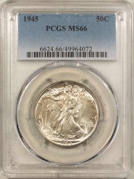 New Certified Coins 1945 WALKING LIBERTY HALF DOLLAR – PCGS MS-66, FRESH & PREMIUM QUALITY!