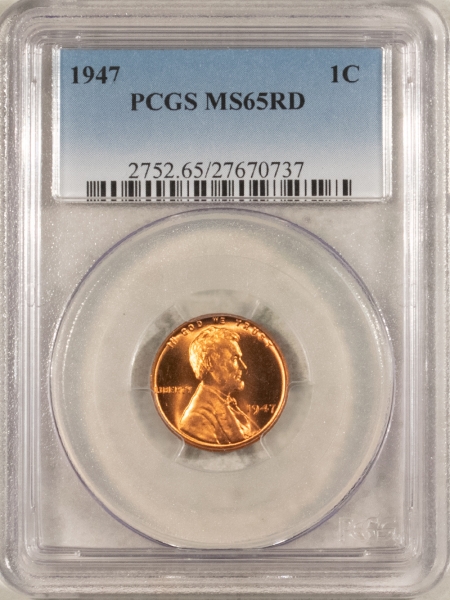 Lincoln Cents (Wheat) 1947 LINCOLN CENT – PCGS MS-65 RD