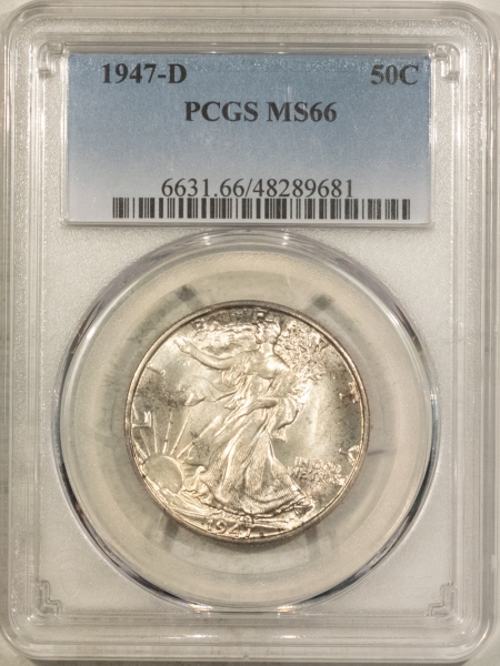 New Certified Coins 1947-D WALKING LIBERTY HALF DOLLAR – PCGS MS-66, ORIGINAL!